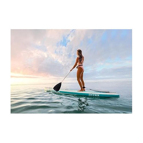 인텍스 INTEX AquaQuest Inflatable Paddle Board Series: Includes Adjustable Paddle and High Pressure Pump - Tri-Fin Design - Slip-Resistant EVA Pad - Storage Rope - Drop Stitch Core