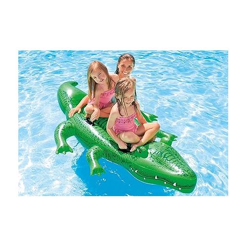 인텍스 INTEX Giant Gator Inflatable Pool Float: Animal Pool Toy For Kids - 2 Heavy-Duty Handles - 176lb Weight Capacity - 80