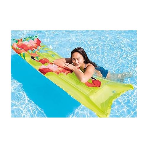 인텍스 INTEX Inflatable Floating Fashion Mat: Durable Vinyl - 2 Air Chambers - 220lb Weight Capacity - Style May Vary - One Mat