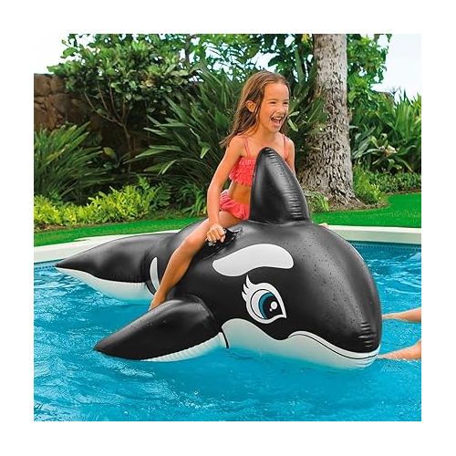 인텍스 INTEX Whale Inflatable Pool Float: Animal Pool Toy For Kids - 2 Heavy-Duty Handles - 88lb Weight Capacity - 76