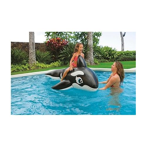 인텍스 INTEX Whale Inflatable Pool Float: Animal Pool Toy For Kids - 2 Heavy-Duty Handles - 88lb Weight Capacity - 76