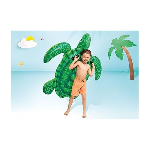 인텍스 INTEX Lil' Sea Turtle Inflatable Pool Float: Animal Pool Toy For Kids - 2 Heavy-Duty Handles - 88lb Weight Capacity - 59