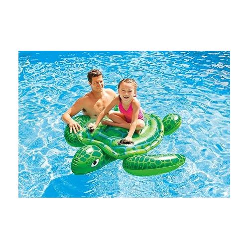 인텍스 INTEX Lil' Sea Turtle Inflatable Pool Float: Animal Pool Toy For Kids - 2 Heavy-Duty Handles - 88lb Weight Capacity - 59