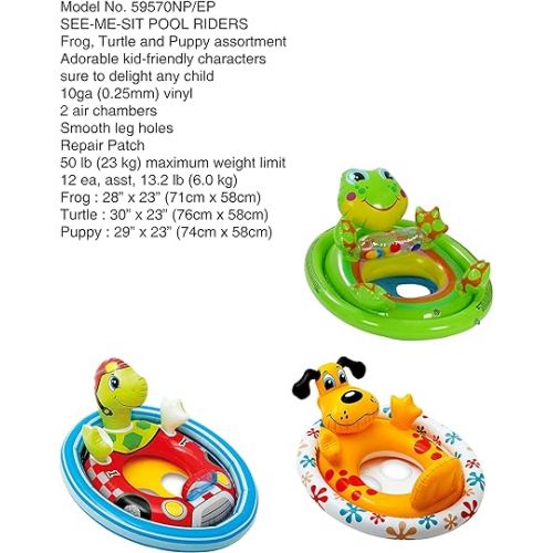 인텍스 Intex Inflatable See Me Sit Pool Ride for Age 3-4 (Colors/Styles Vary)