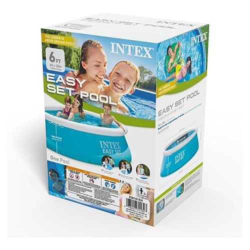 인텍스 INTEX 28101EH Easy Set Inflatable Swimming Pool: 6ft x 20in - Puncture-Resistant Material - Quick Inflation - 232 Gallon Capacity - 16in Water Depth