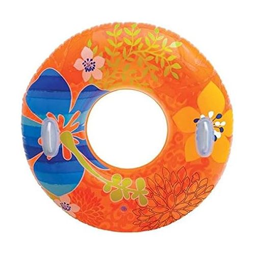 인텍스 INTEX Groovy Color Inflatable Flower Transparent Tube Raft (Set of 2) | 58263EP - Colors may vary