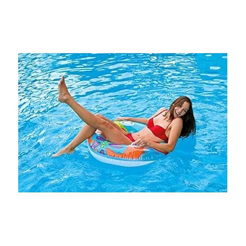 인텍스 INTEX Groovy Color Inflatable Flower Transparent Tube Raft (Set of 2) | 58263EP - Colors may vary