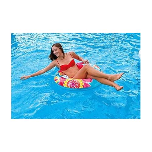 인텍스 INTEX Groovy Color Inflatable Flower Transparent Tube Raft (Set of 2) | 58263EP - Colors may vary