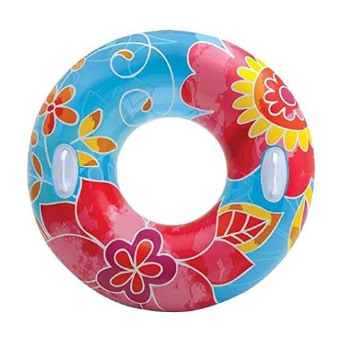 인텍스 INTEX Groovy Color Inflatable Flower Transparent Tube Raft (Set of 2) | 58263EP - Colors may vary