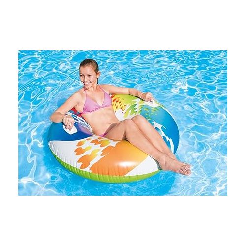 인텍스 Intex 58202EP Inflatable 47 Inch Colorful Adult Whirl Tube Swimming Pool Raft Float w/Carry Handles and Repair Kit, Color and Style May Vary (2 Pack)