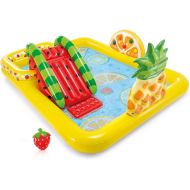 Intex 57158EP Fun'N Fruity 8ft x 6.25ft x 4in Outdoor Inflatable Kiddie Pool Water Play Center with Water Slide, Sprinklers and 6 Play Balls for Ages 2 and Up