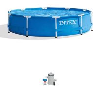 INTEX 28201EH Metal Frame above Ground Swimming Pool Set: 10ft x 30in - includes 330 GPH Cartridge Filter Pump - Puncture-Resistant Material - Rust Resistant - 1185 Gallon Capacity
