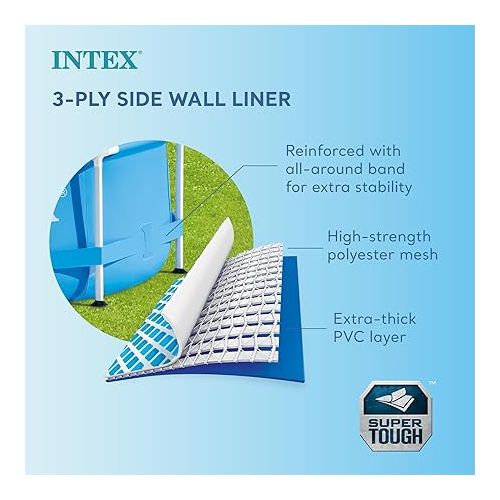 인텍스 INTEX 28201EH Metal Frame above Ground Swimming Pool Set: 10ft x 30in - includes 330 GPH Cartridge Filter Pump - Puncture-Resistant Material - Rust Resistant - 1185 Gallon Capacity