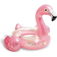 Intex Durable Sparkling Pink & Gold Glitter-Filled 12 Gauge Vinyl Flamingo Inflatable Pool Swim Tube Suitable in Lakes, Beaches, and Pool Parties