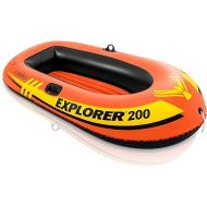 INTEX Explorer Inflatable Boat Series: Dual Air Chambers ? Welded Oar Locks ? Grab Handles ? Bow Rope ? Sporty Design