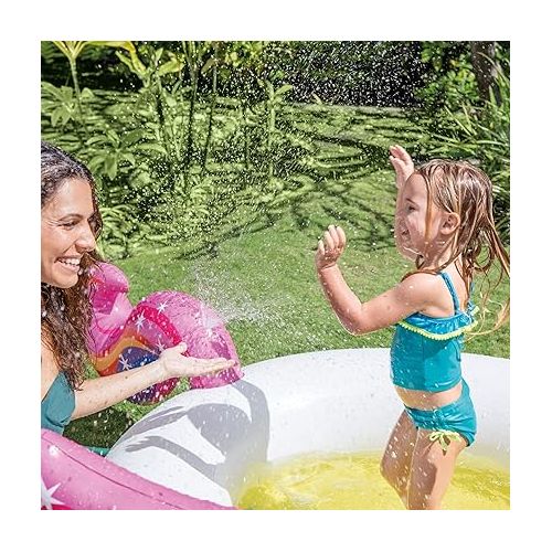 인텍스 Intex Mystic Unicorn Spray Pool Inflatable Pool, White