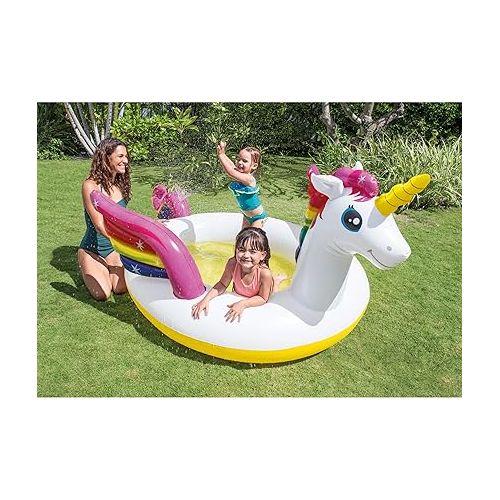 인텍스 Intex Mystic Unicorn Spray Pool Inflatable Pool, White