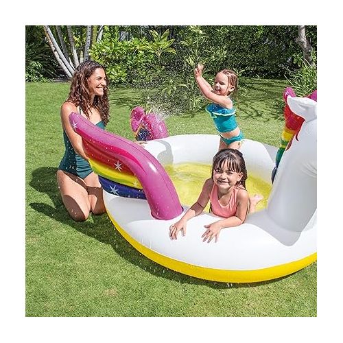 인텍스 Intex Mystic Unicorn Spray Pool Inflatable Pool, White