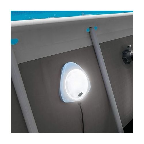 인텍스 Intex Underwater LED Magnetic Above Ground Wall Pool Light with Magnetic Transmitter and 4 Options, Multicolor/White
