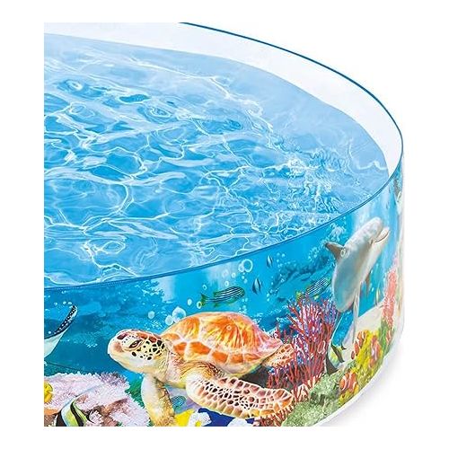 인텍스 Intex Deep Sea Blue 8 Feet x 18 Inch SnapSet Instant Round Plastic above Ground Swimming Kiddie Pool for Ages 3 Years and Up, Blue