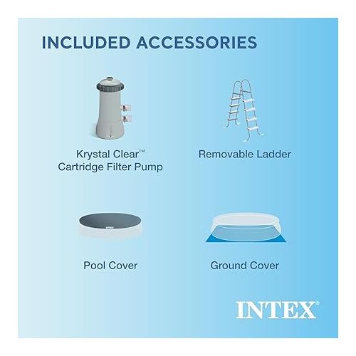 인텍스 INTEX 28167EH Easy Set Inflatable Swimming Pool Set: 15ft x 48in - includes 1000 GPH Cartridge Filter Pump - Removable Ladder - Pool Cover - Ground Cloth