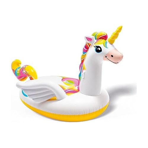 인텍스 Intex: Mega Unicorn Inflatable Pool Island Float - (57291EP) Inflated 99in L x 64in W x 57in H, Colorful Unicorn Water Pool Float, 440 lbs. Max Weight Capacity