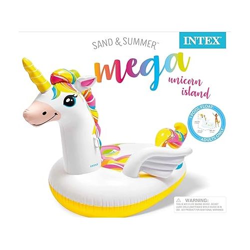 인텍스 Intex: Mega Unicorn Inflatable Pool Island Float - (57291EP) Inflated 99in L x 64in W x 57in H, Colorful Unicorn Water Pool Float, 440 lbs. Max Weight Capacity