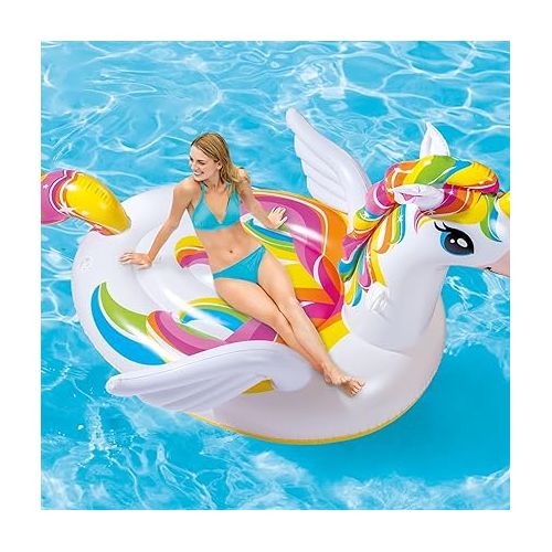 인텍스 Intex: Mega Unicorn Inflatable Pool Island Float - (57291EP) Inflated 99in L x 64in W x 57in H, Colorful Unicorn Water Pool Float, 440 lbs. Max Weight Capacity