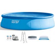 Intex 26175EH 18 Feet x 48 Inch Inflatable Easy Set Up Round Outdoor Above Ground Swimming Pool Set with Cover, Ladder, and Filter