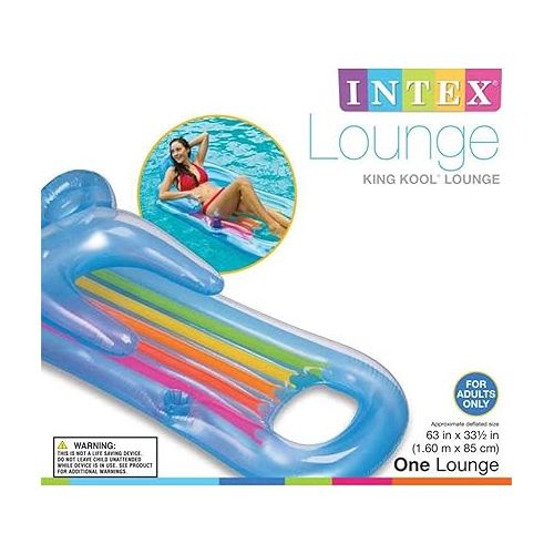 인텍스 Intex King Kool Lounge Inflatable Swimming Pool Lounger with Headrest (Pair)