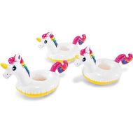 Intex 16 x 8 Inch Vinyl Floating Unicorn Inflatable Drink Beverage Holder Floaties for Ages 3 and Above in Pools, Hot Tubs, Lakes, & Oceans (3 Pack)