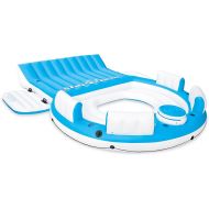 Intex 56299EP 145 x 125 x 20 Inch Splash N Chill Inflatable Lake and Pool Relaxation Island Lounger Seat for up to 7 Adults, Blue and White