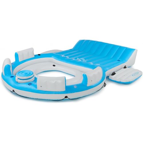 인텍스 Intex 56299EP 145 x 125 x 20 Inch Splash N Chill Inflatable Lake and Pool Relaxation Island Lounger Seat for up to 7 Adults, Blue and White