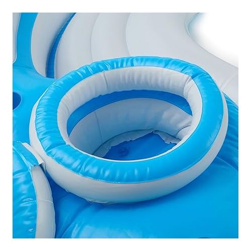 인텍스 Intex 56299EP 145 x 125 x 20 Inch Splash N Chill Inflatable Lake and Pool Relaxation Island Lounger Seat for up to 7 Adults, Blue and White