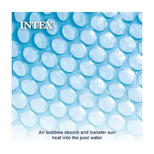 인텍스 Intex Solar Pool Cover for 18' x 9' Rectangular Frame Outdoor Swimming Pools with Carrying Storage Bag, (Pool Cover Only), Blue