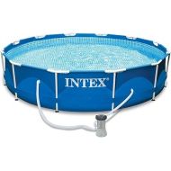 Intex 12ft x 30in Metal Frame above Ground Round Family Swimming Pool Set & Pump