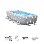 INTEX 26791EH Prism Frame Premium Rectangular Above Ground Swimming Pool Set: 16ft x 8ft x 42in - Includes 1000 GPH Cartridge Filter Pump - Removable Ladder - Pool Cover - Ground Cloth