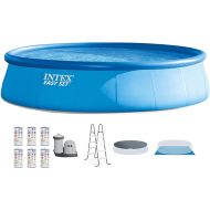 Intex Easy Set 18 Foot by 48 Inch Round Inflatable above Ground Swimming Pool with Filter Pump, Ladder, Pool Cover, and 6 Pack Filter Cartridges, Blue