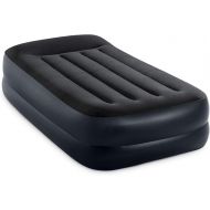 Intex 64121ED Dura-Beam Plus Pillow Rest Air Mattress: Fiber-Tech - Twin Size - Built-in Electric Pump - 16.5in Bed Height - 300lb Weight Capacity