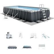 INTEX 26367EH Ultra XTR Deluxe Rectangular above Ground Swimming Pool Set: 24ft x 12ft x 52in - includes 2100 GPH Sand Filter Pump - Saltwater System - SuperTough Puncture Resistant
