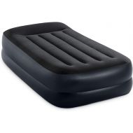 Intex 64121ED Dura-Beam Plus Pillow Rest Air Mattress: Fiber-Tech - Twin Size - Built-in Electric Pump - 16.5in Bed Height - 300lb Weight Capacity