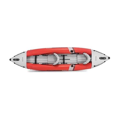 인텍스 Intex Excursion Pro Inflatable 2 Person Vinyl Kayak with Oars and Air Pump for Touring Kayaks, Water Sports, and Outdoor Use, Red