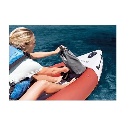 인텍스 Intex Excursion Pro Inflatable 2 Person Vinyl Kayak with Oars and Air Pump for Touring Kayaks, Water Sports, and Outdoor Use, Red