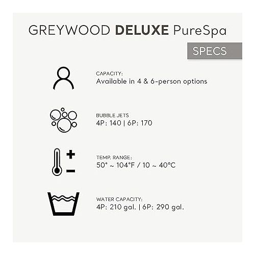 인텍스 INTEX 28439EP PureSpa Greywood Deluxe Spa Set: Includes Energy Efficient Spa Cover - Spa Control App - Wireless Control Panel - 4 Person Capacity - 77
