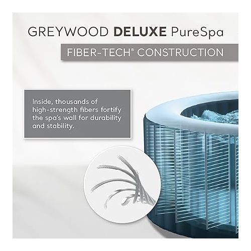 인텍스 INTEX 28439EP PureSpa Greywood Deluxe Spa Set: Includes Energy Efficient Spa Cover - Spa Control App - Wireless Control Panel - 4 Person Capacity - 77