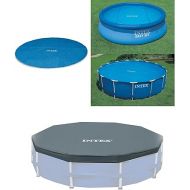 Intex 12' Swimming Pool Solar Cover Tarp & 12' Swimming Pool Debris Cover