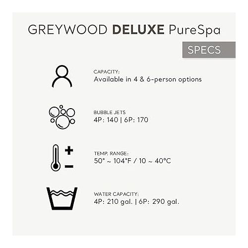 인텍스 INTEX 28441EP PureSpa Greywood Deluxe Spa Set: Includes Energy Efficient Spa Cover - Spa Control App - Wireless Control Panel - 6 Person Capacity - 85