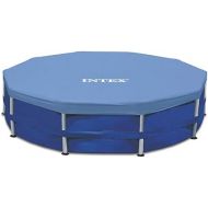 INTEX 28032E Pool Cover: for 15ft Round Metal Frame Pools - Includes Rope Tie - Drain Holes - 10in Overhang - Snug Fit