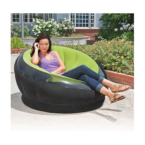 인텍스 Intex 68581EP Inflatable Empire Chair: Durable Outdoor Use - 2-PLY Laminate - Velvety Surface - Flocked Construction - Green