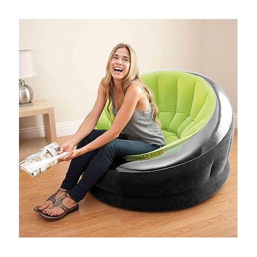 인텍스 Intex 68581EP Inflatable Empire Chair: Durable Outdoor Use - 2-PLY Laminate - Velvety Surface - Flocked Construction - Green